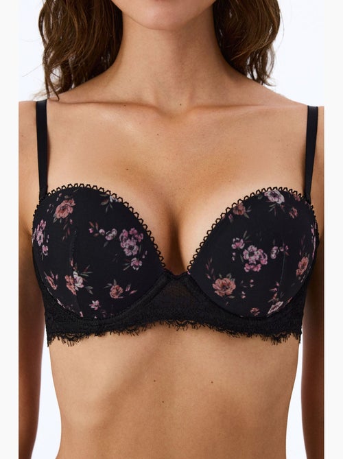 Soutien-gorge push-up rembourré à imprimé cœurs et fleurs penti - Kiabi Soutien-gorge push-up rembourré à imprimé cœurs et fleurs penti - Kiabi