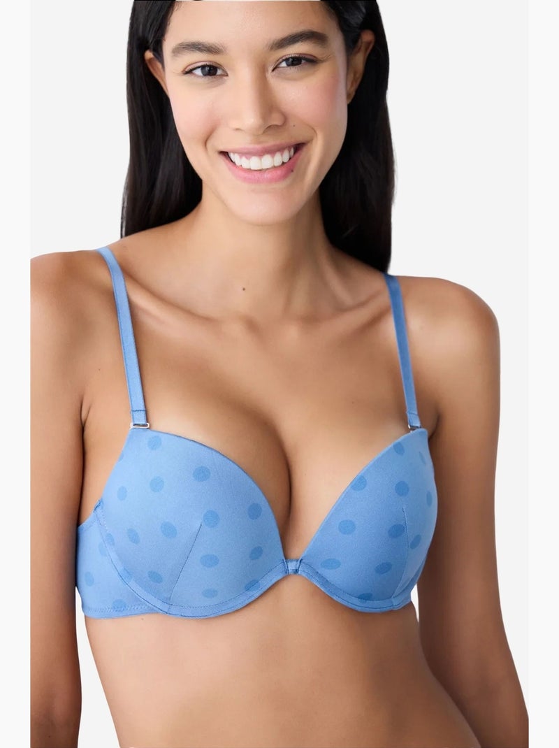 Soutien-gorge push-up rembourré à pois penti Bleu ciel - Kiabi
