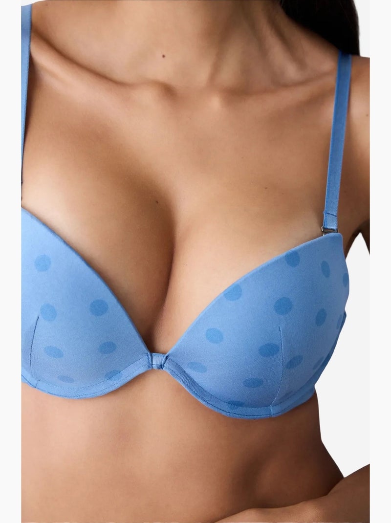 Soutien-gorge push-up rembourré à pois penti Bleu ciel - Kiabi