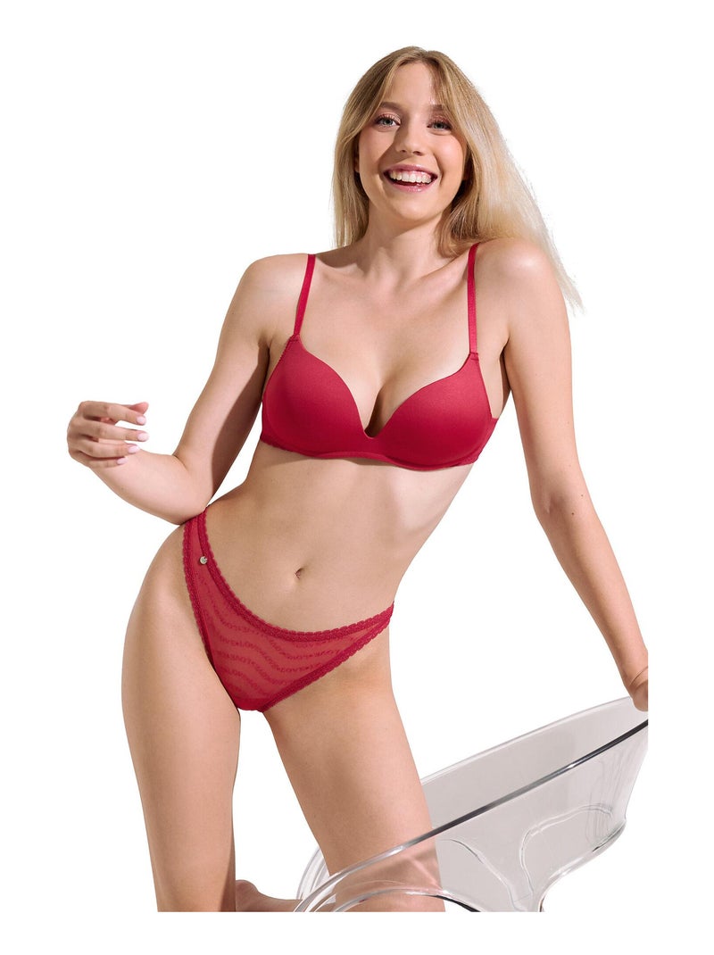 Soutien-gorge push-up sans armatures Honey Rouge - Kiabi