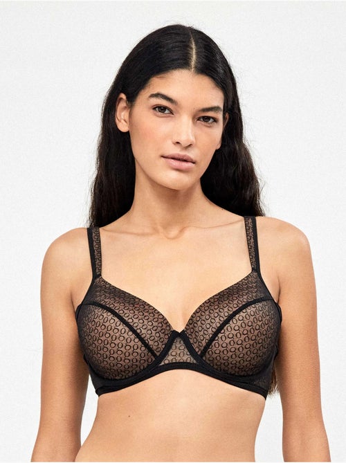 Soutien-gorge réducteur d'aisselle avec jacquard monogramme. Bonnets c, d et e - Kiabi