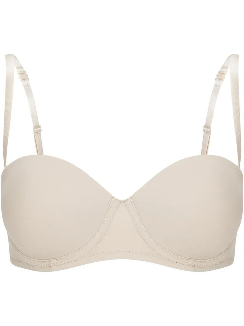 Soutien-gorge rembourré à armatures et bretelles amovibles penti Beige argile - Kiabi