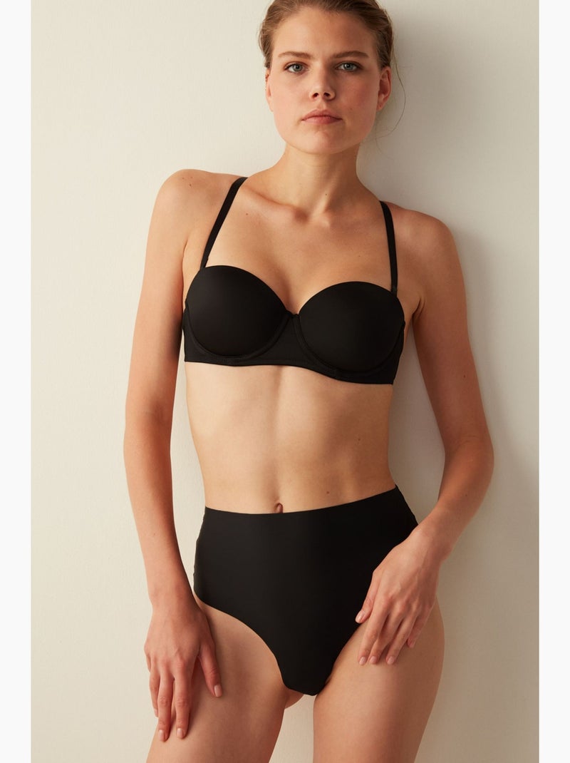 Soutien-gorge rembourré à armatures et bretelles amovibles penti Noir - Kiabi