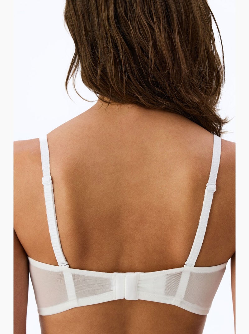 Soutien-gorge rembourré à motif nœud broidery lotus cassé penti Blanc - Kiabi