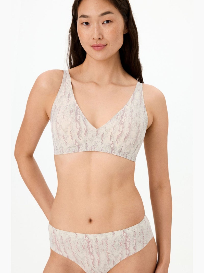 Soutien-gorge rembourré fit decolette à imprimé serpent, invisible penti Blanc cassé - Kiabi