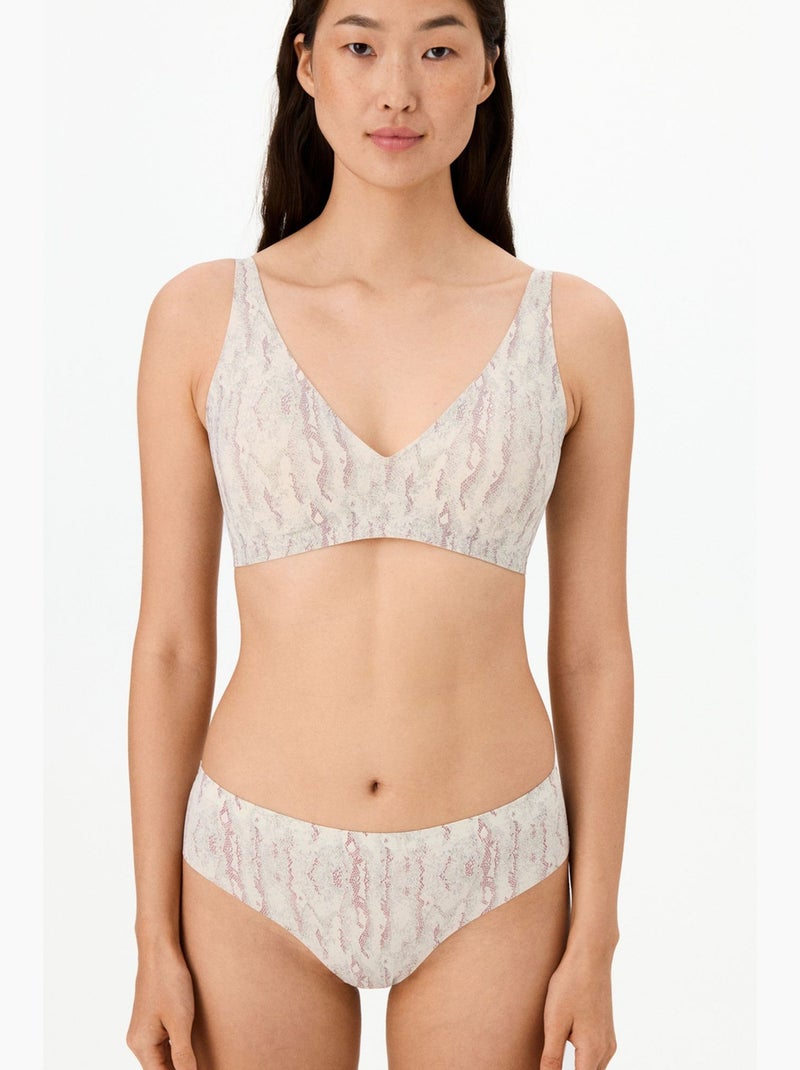 Soutien-gorge rembourré fit decolette à imprimé serpent, invisible penti Blanc cassé - Kiabi