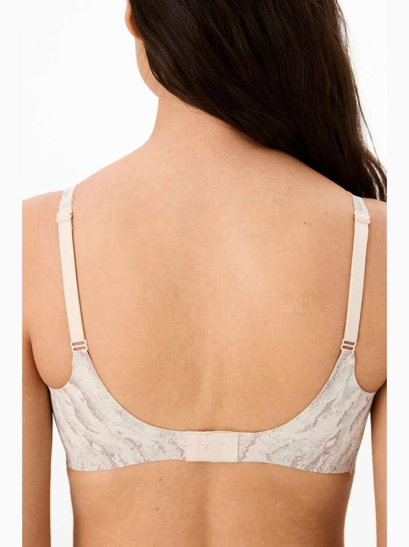Soutien-gorge rembourré fit decolette à imprimé serpent, invisible penti Blanc cassé - Kiabi