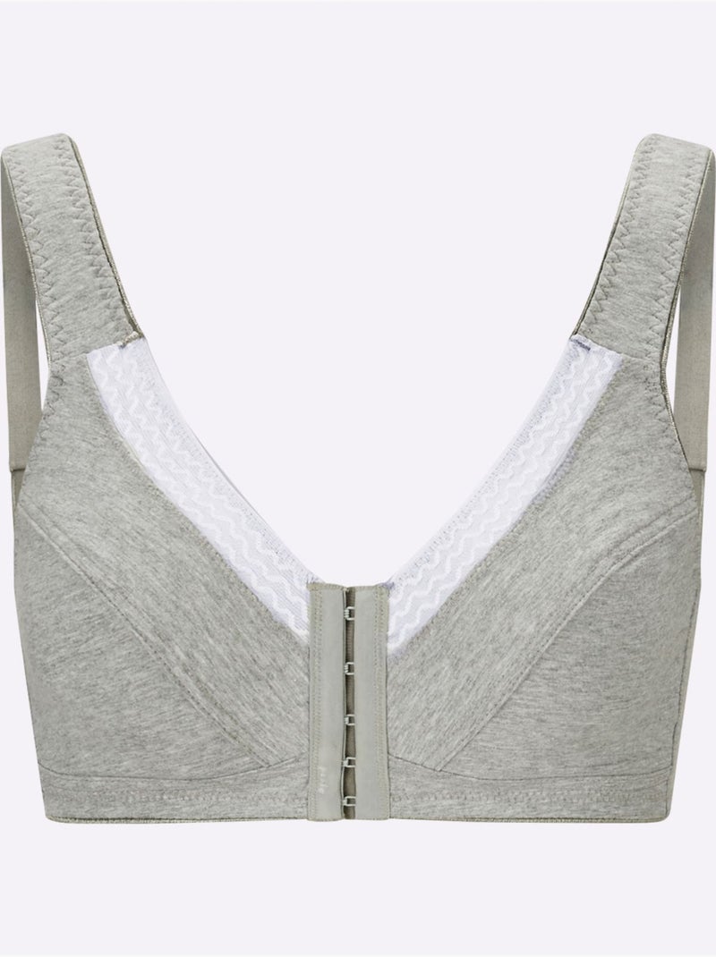 Soutien-gorge Sans Armatures à Fermeture Devant - Witt Gris chiné - Kiabi