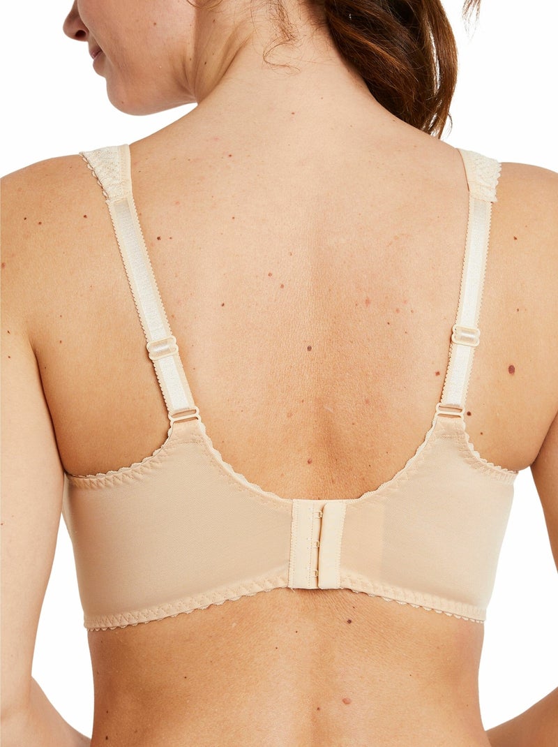 Soutien-gorge sans armatures ajouré Beige - Kiabi
