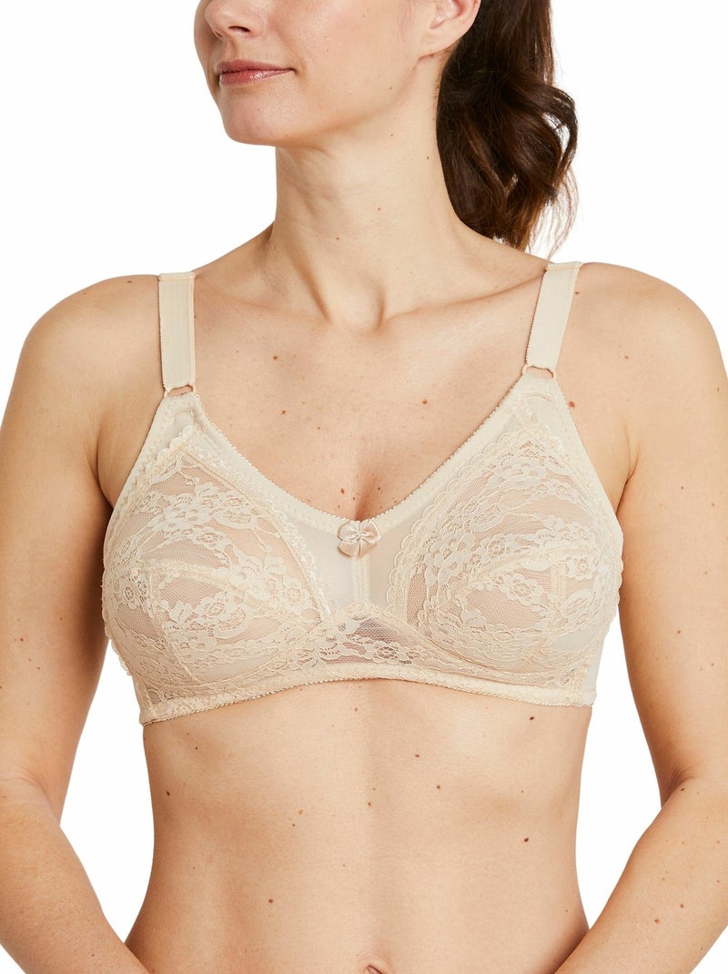 Soutien-gorge sans armatures dentelle Beige - Kiabi