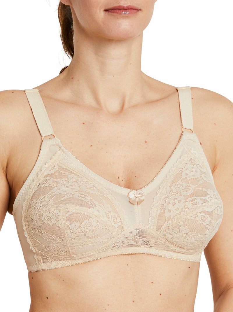 Soutien-gorge sans armatures dentelle Beige - Kiabi