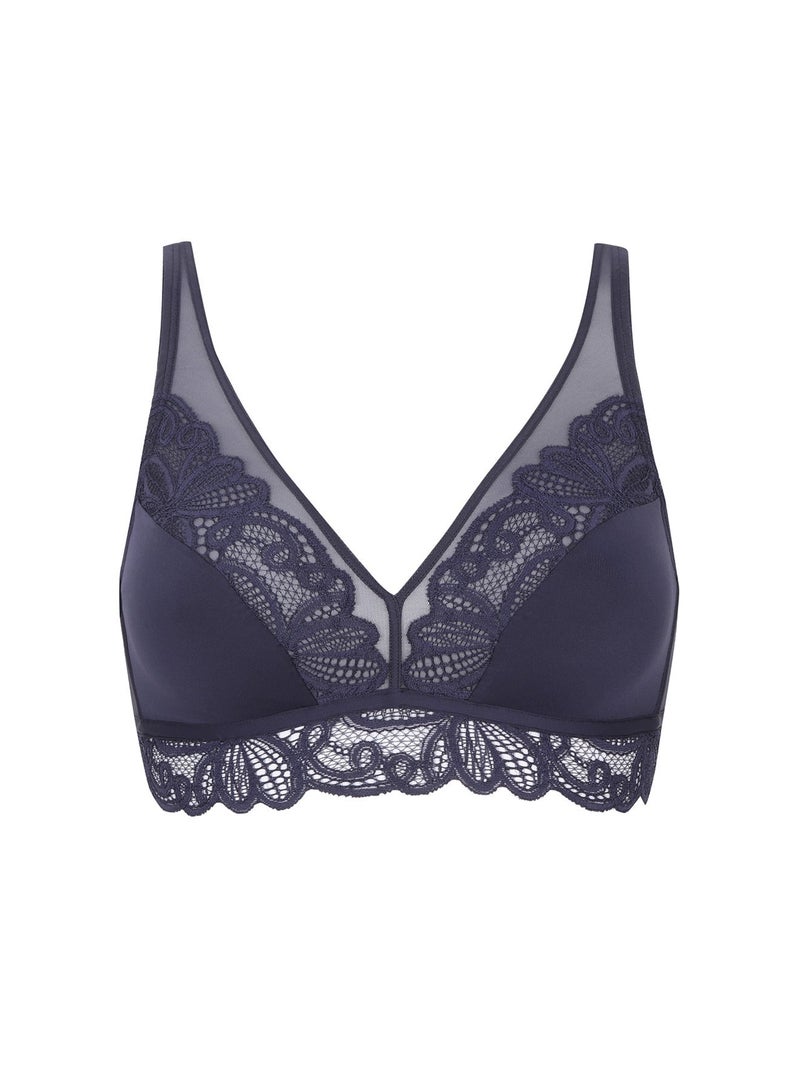 Soutien-gorge sans armatures DENTELLE ENVOÛTANTE Bleu nuit - Kiabi