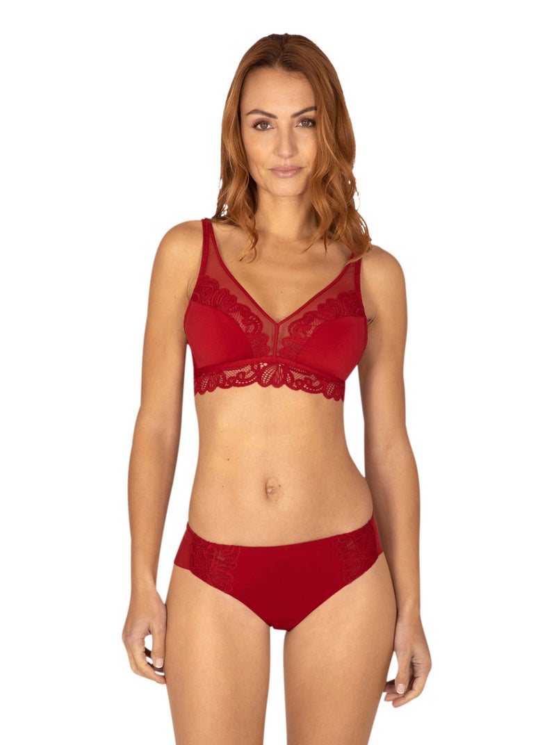 Soutien-gorge sans armatures DENTELLE ENVOÛTANTE Rouge - Kiabi