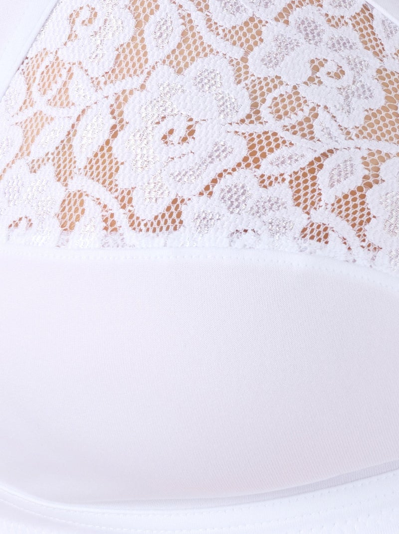 Soutien-gorge sans armatures dentelle, grand maintien - Damart Blanc - Kiabi