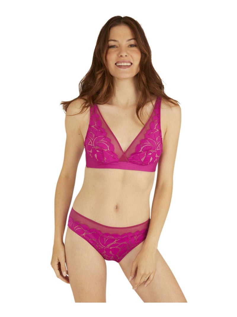 Soutien-gorge sans armatures DENTELLE PRODIGIEUSE Rose fushia - Kiabi