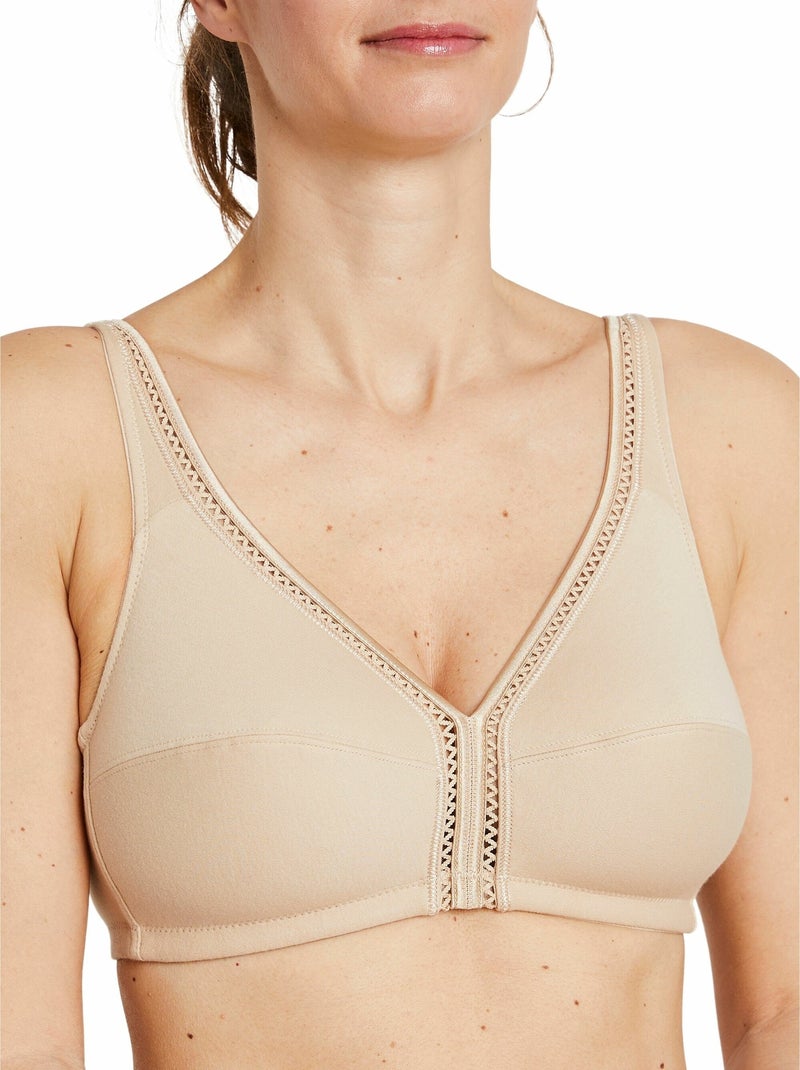 Soutien-gorge sans armatures en coton Beige - Kiabi