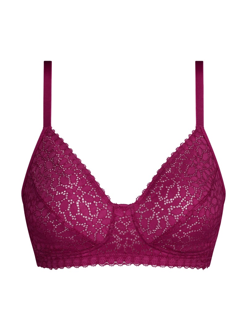 Soutien-gorge sans armatures en dentelle Daily Dentelle Prune - Kiabi