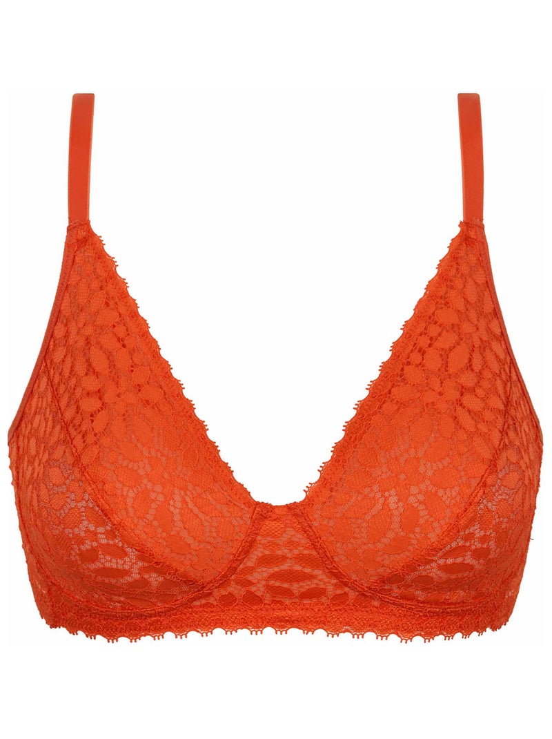 Soutien-gorge sans armatures en dentelle Daily Dentelle Rouge - Kiabi