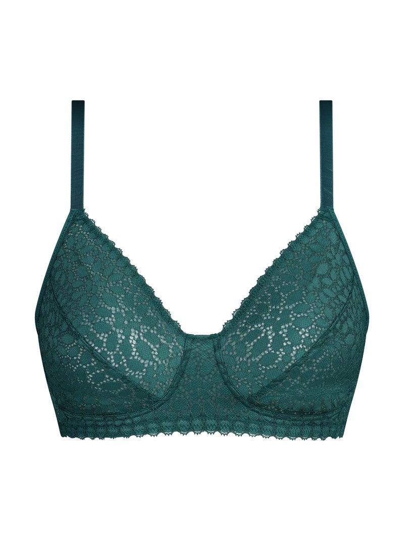 Soutien-gorge sans armatures en dentelle Daily Dentelle Vert sapin - Kiabi