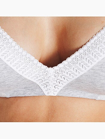 SOUTIEN-GORGE SANS ARMATURES GRIS EN COTON - RougeGorge Lingerie