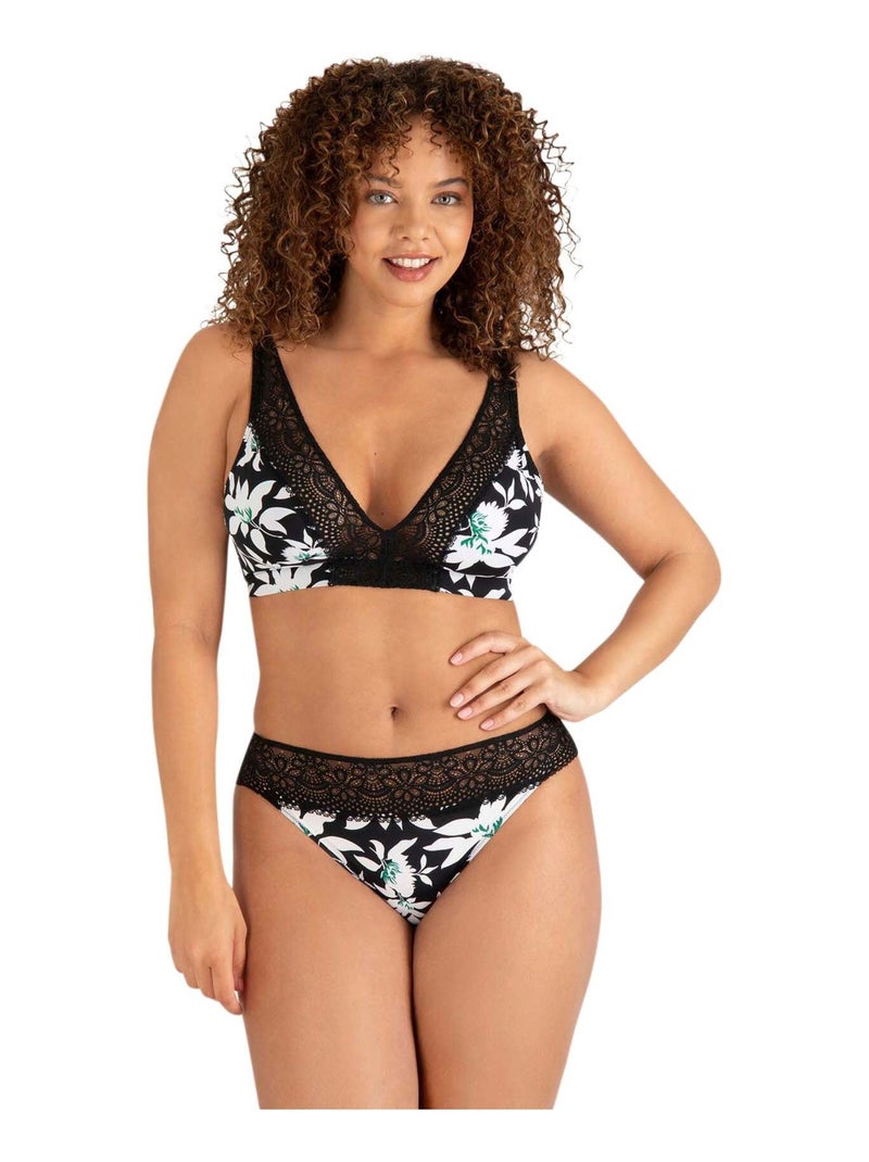 Soutien-gorge sans armatures L'IRRÉSISTIBLE Noir Vert Blanc - Kiabi