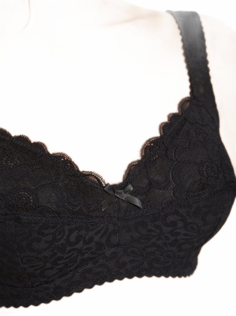 Soutien-gorge sans armatures maille jacquard Noir - Kiabi