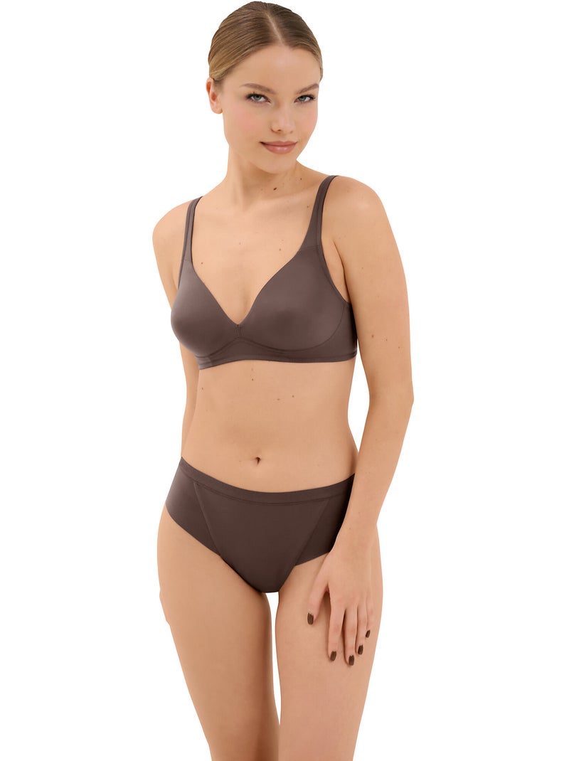Soutien-gorge sans armatures Maya Marron chocolat - Kiabi