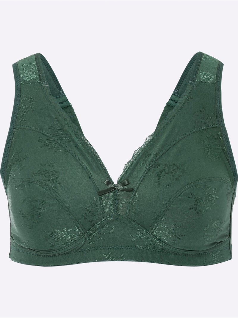 Soutien-gorge Sans Armatures Motif Jacquard - Moda Vilona Beige/Vert - Kiabi