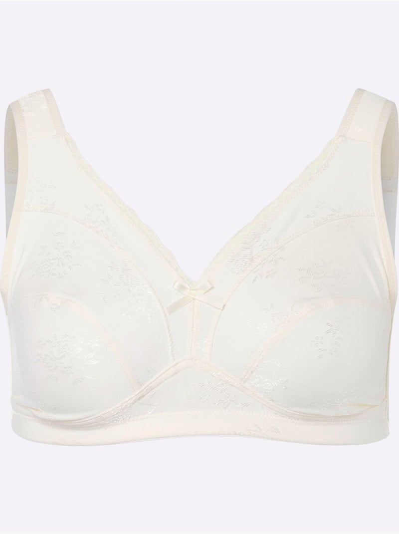 Soutien-gorge Sans Armatures Motif Jacquard - Moda Vilona Ivoire - Kiabi