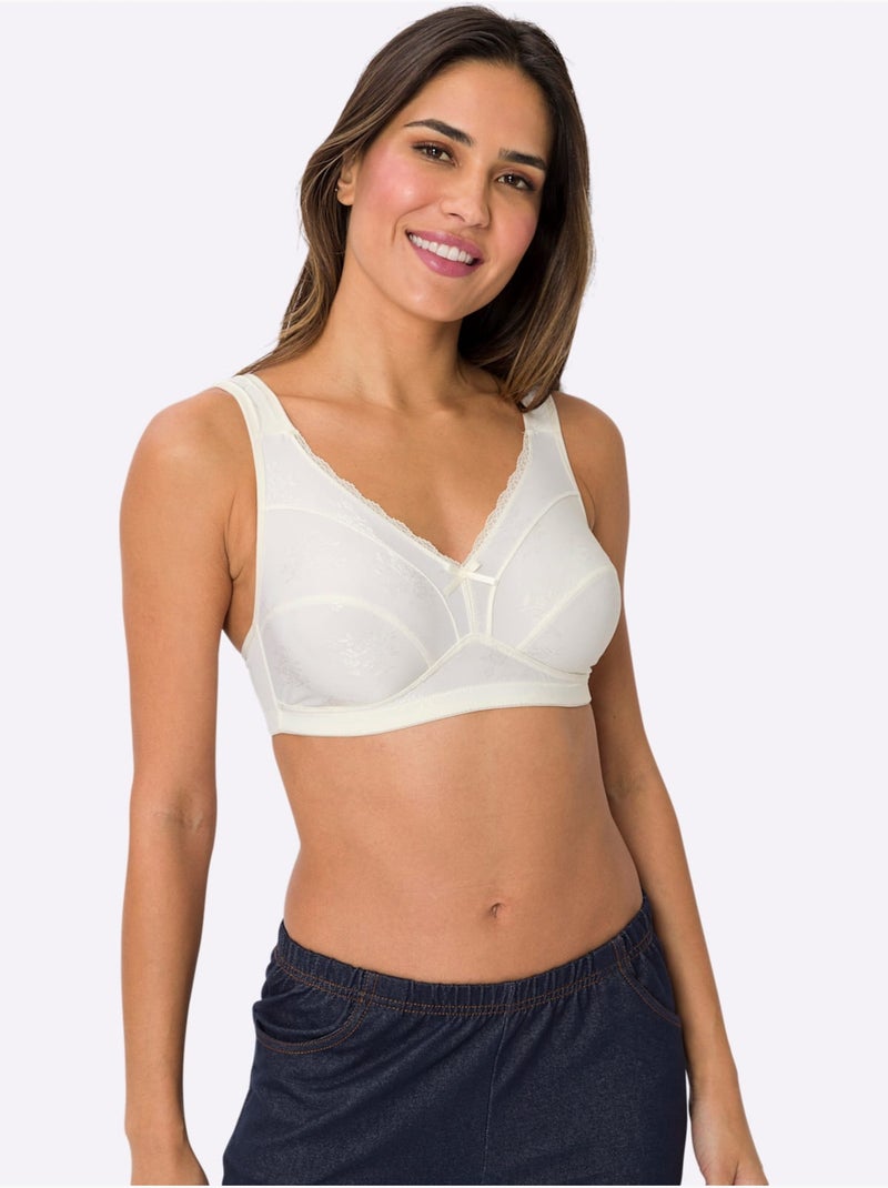 Soutien-gorge Sans Armatures Motif Jacquard - Moda Vilona Ivoire - Kiabi