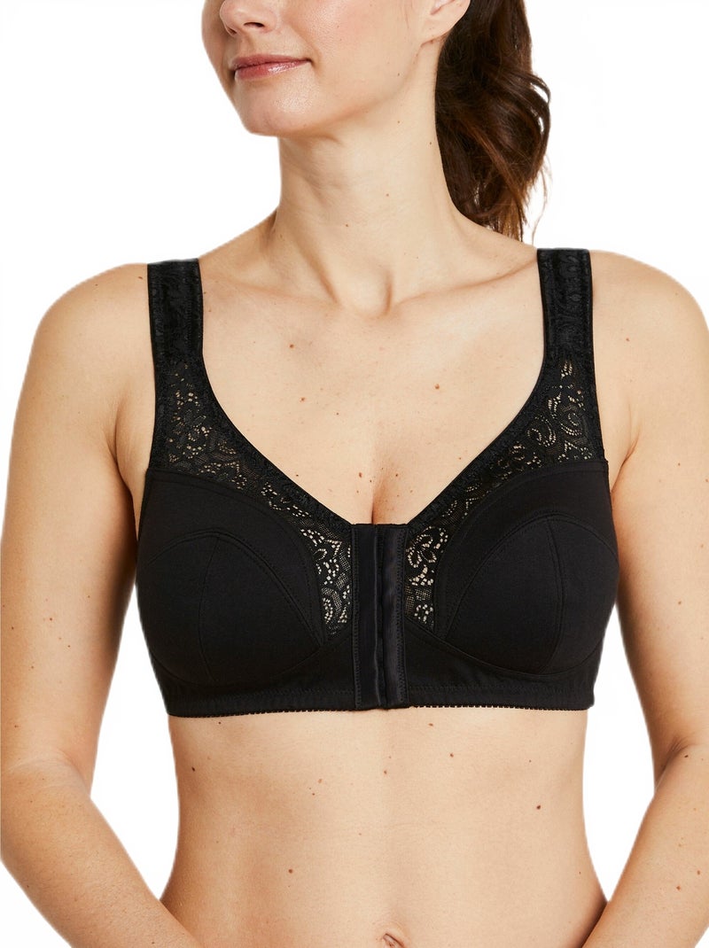 Soutien-gorge sans armatures ouvert devant Noir - Kiabi