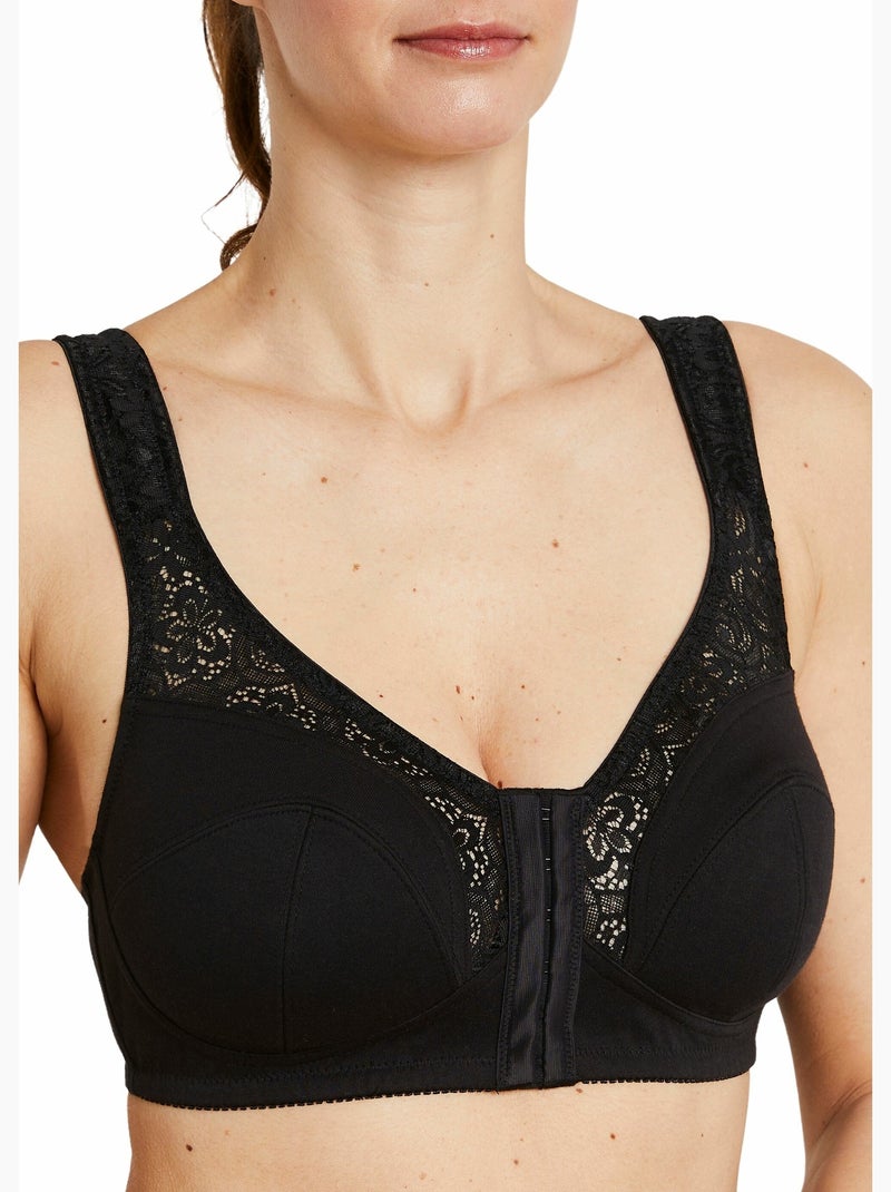 Soutien-gorge sans armatures ouvert devant Noir - Kiabi