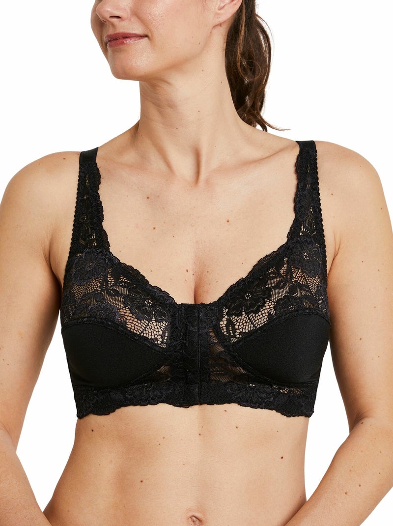 Soutien-gorge sans armatures ouvert devant Noir - Kiabi