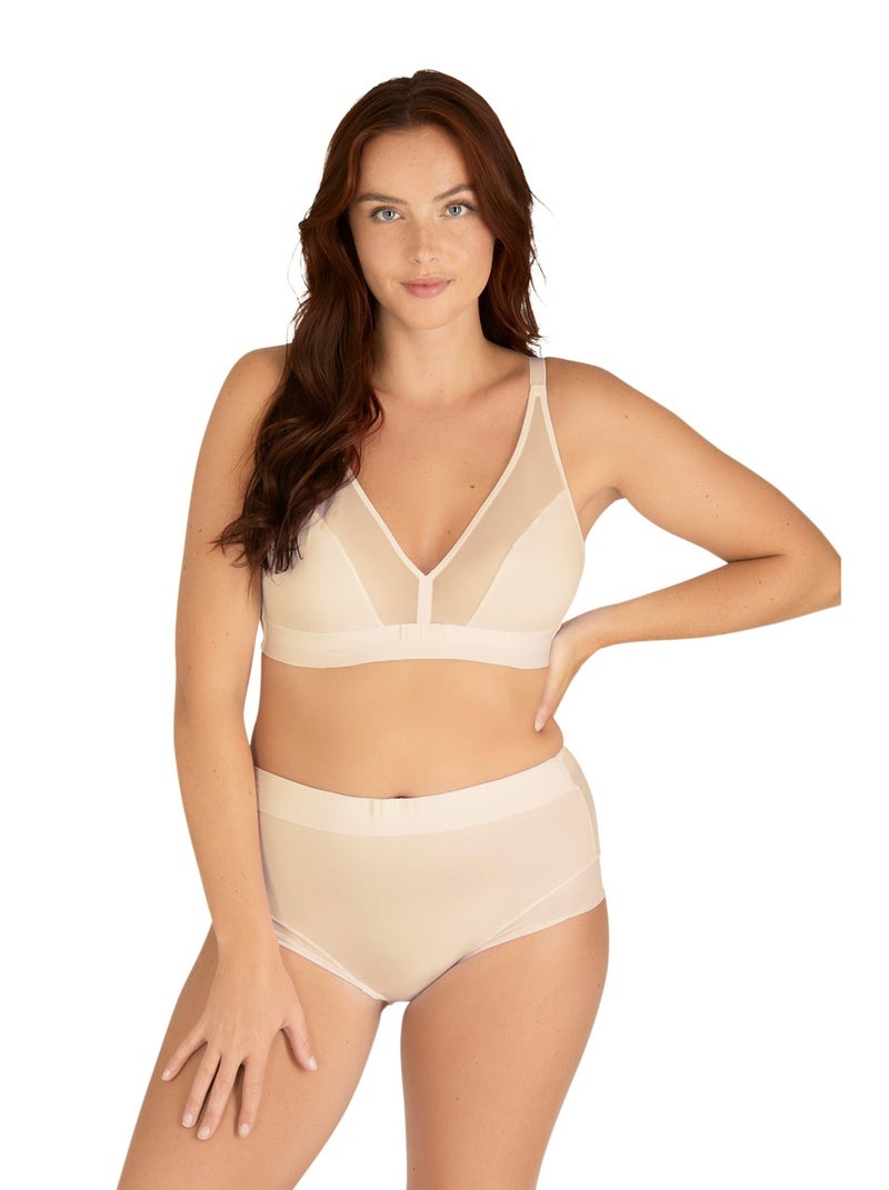 Soutien-gorge sans armatures TULLE DESIGN Beige - Kiabi