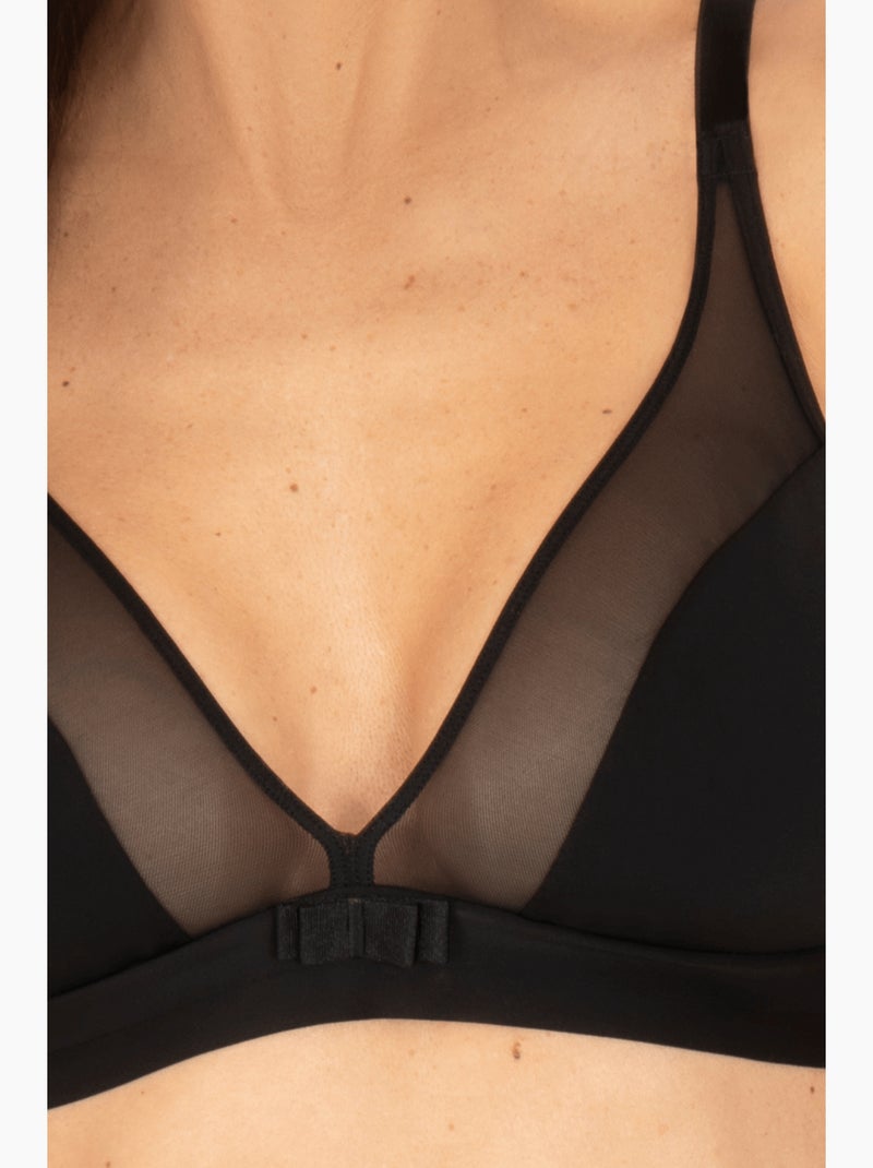 Soutien-gorge sans armatures TULLE DESIGN Noir - Kiabi