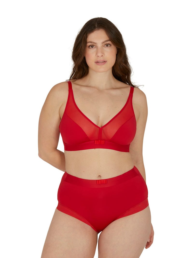 Soutien-gorge sans armatures TULLE DESIGN Rouge cachemire - Kiabi
