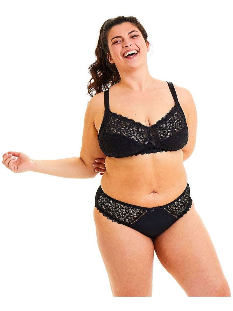Soutien-gorge souple grand maintien ELENA - Pomm'Poire Noir - Kiabi