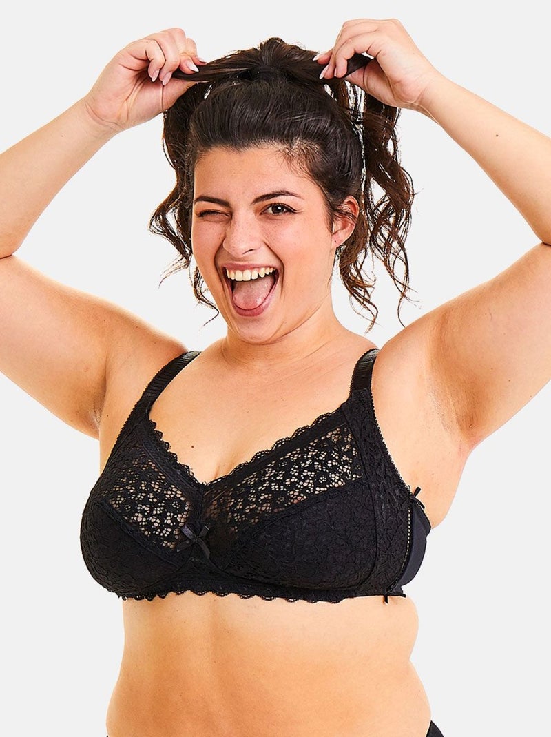 Soutien-gorge souple grand maintien ELENA - Pomm'Poire Noir - Kiabi