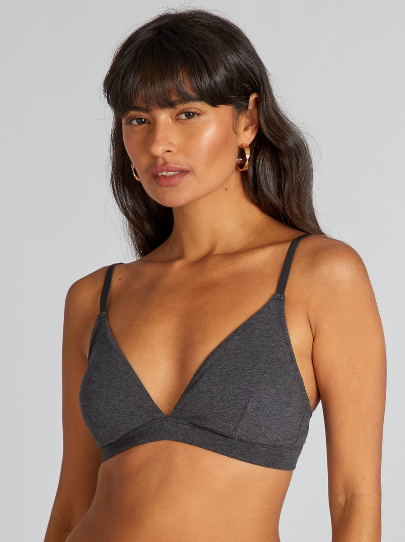 Soutien-gorge triangle avec coques amovibles Gris - Kiabi