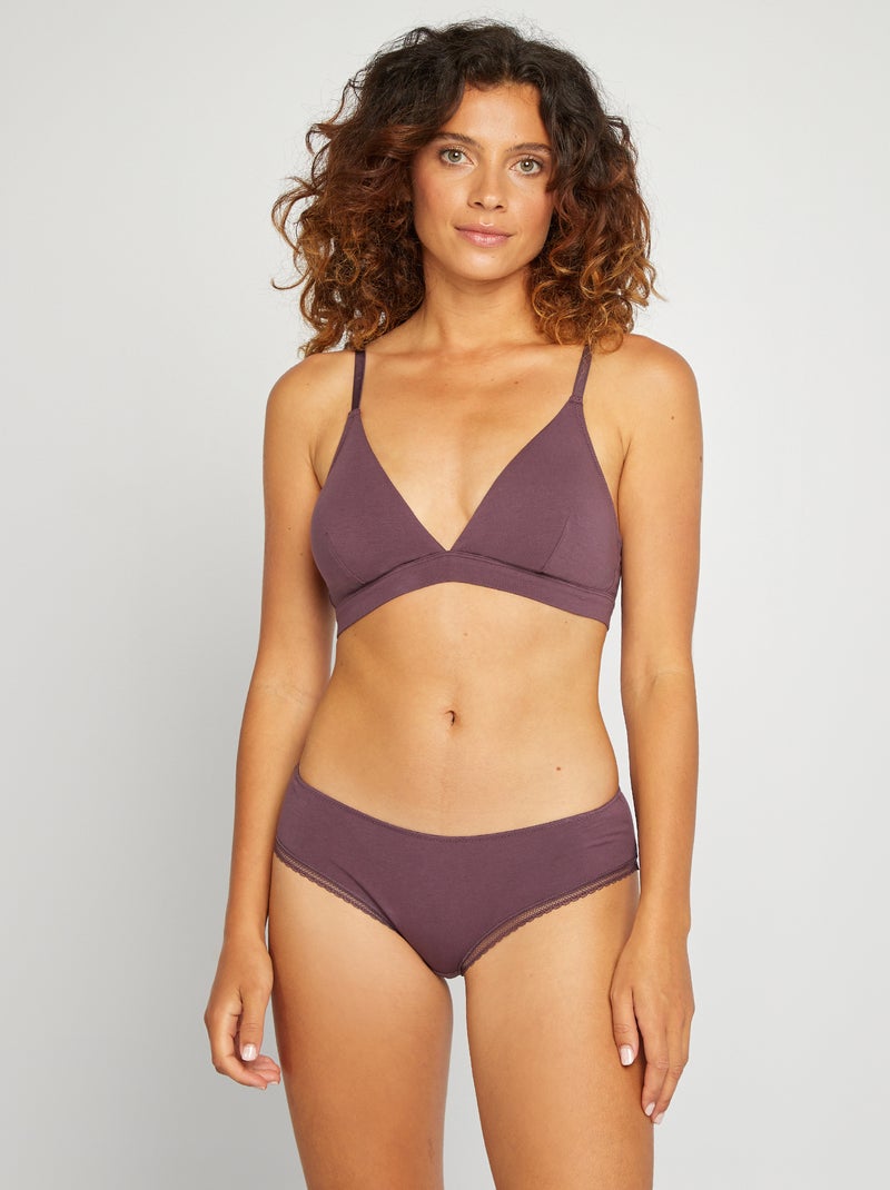 Soutien-gorge triangle avec coques amovibles Prune - Kiabi