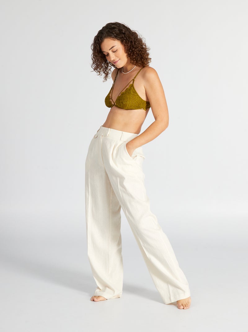 Soutien-gorge triangle avec laçage fantaisie Kaki - Kiabi