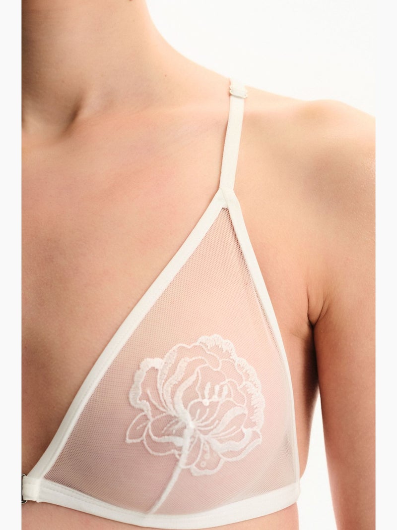 Soutien-gorge triangle broidery craquelé penti Blanc - Kiabi