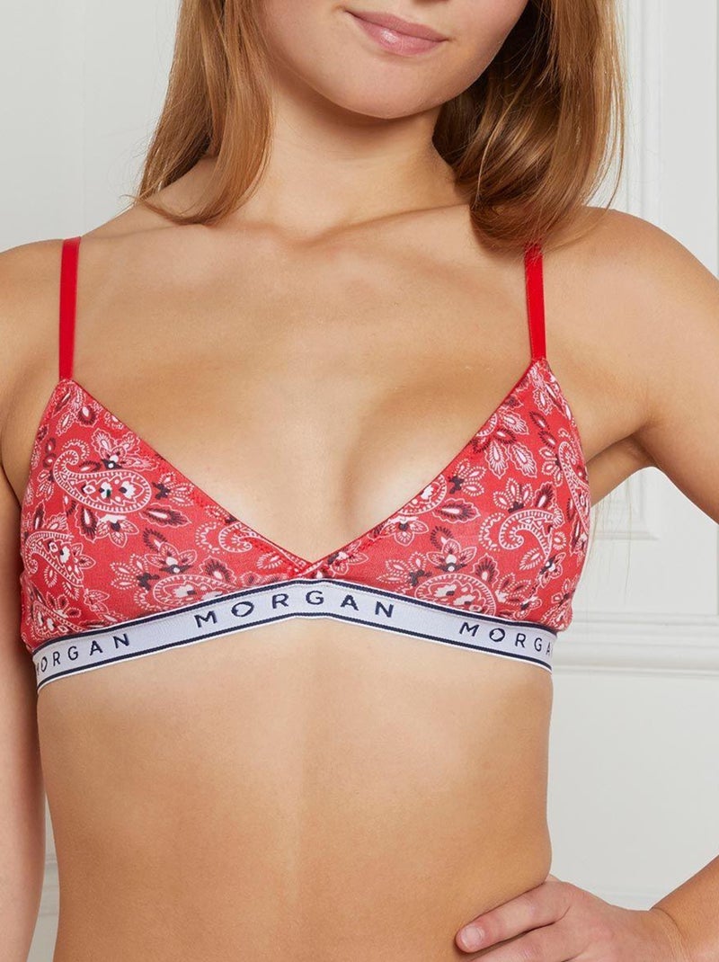 Soutien-gorge triangle coques amovibles en coton ISA - Morgan Junior Rouge - Kiabi