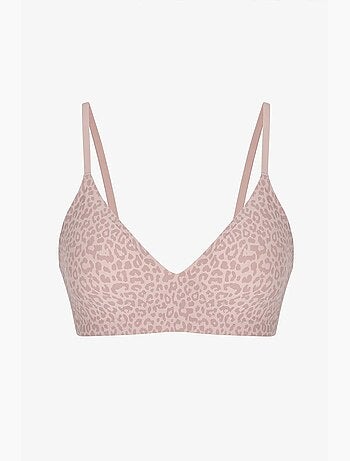 Soutien-gorge triangle côtelé à motif léopard avec coussinets amovibles penti