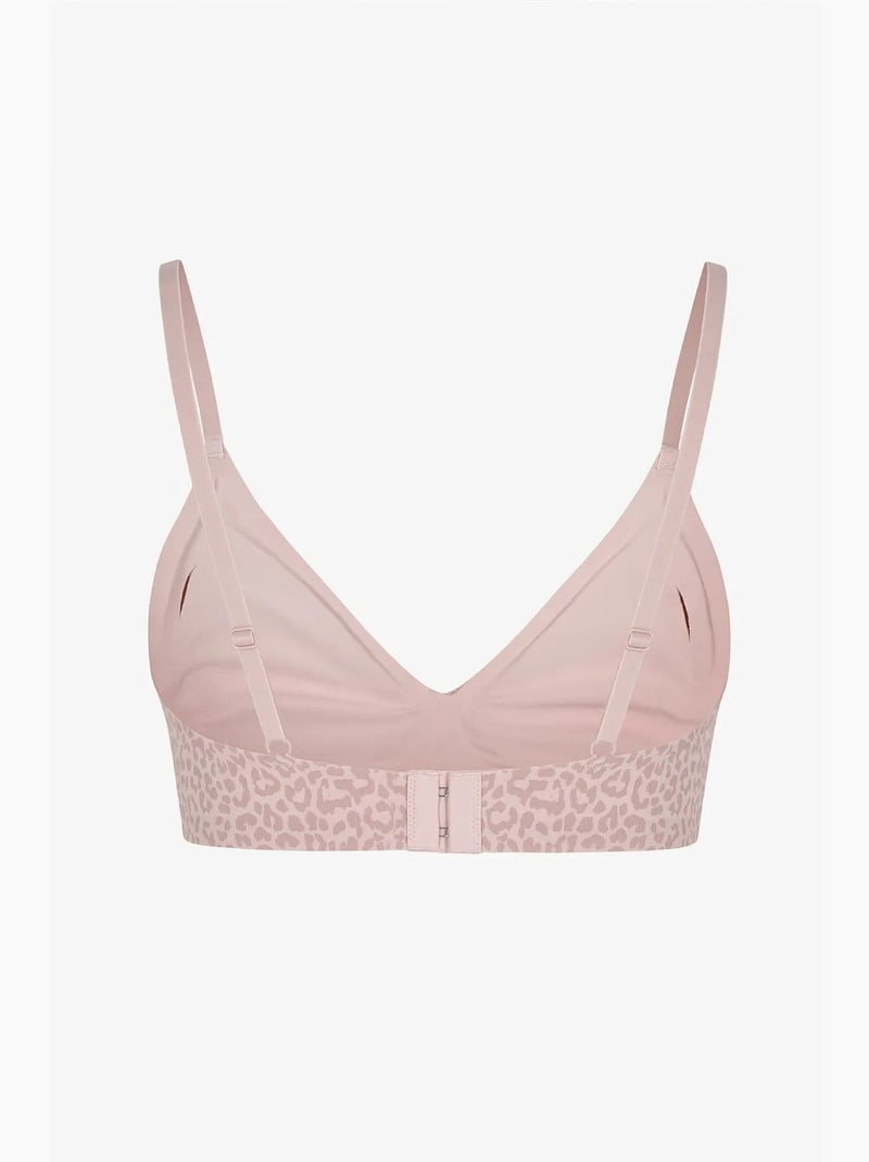 Soutien-gorge triangle côtelé à motif léopard avec coussinets amovibles penti Vieux rose - Kiabi