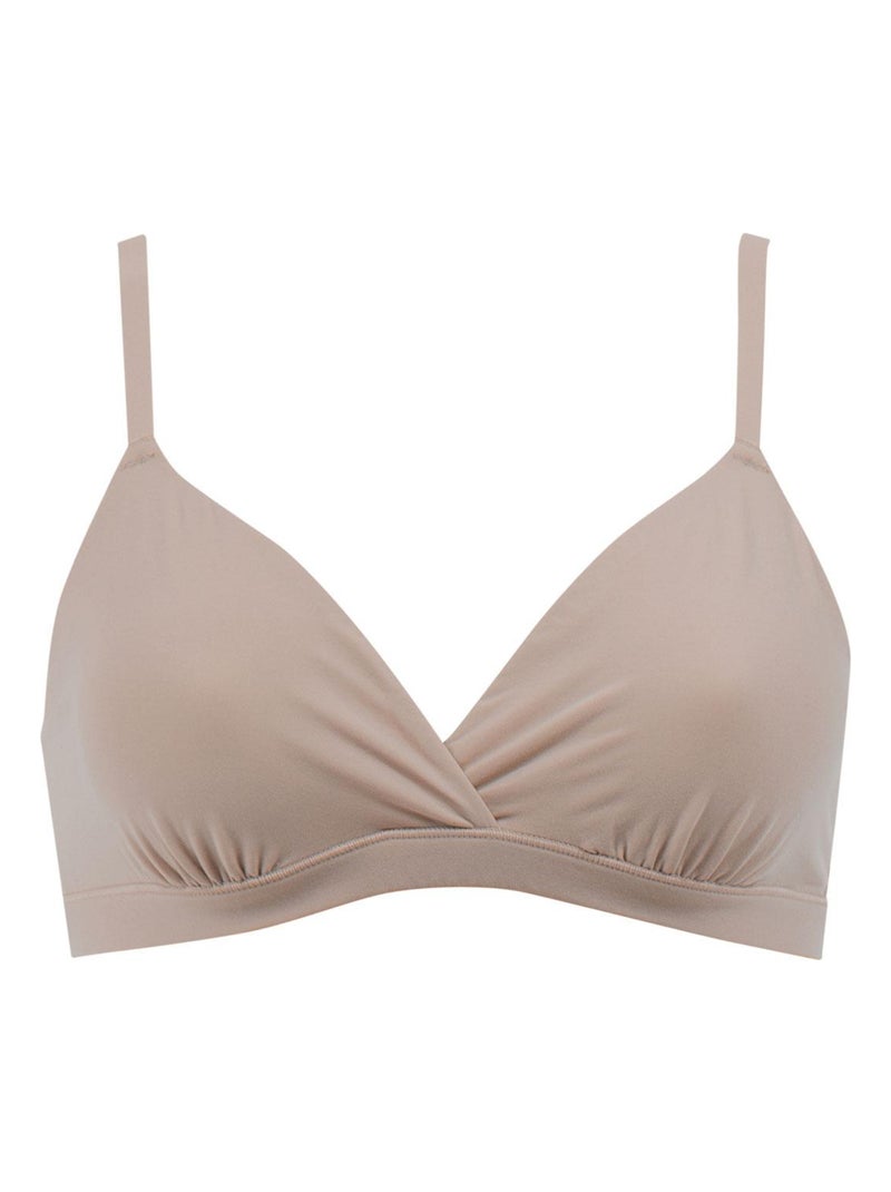 Soutien-gorge triangle croisé sans armatures femme Easy Seconde Peau Beige - Kiabi