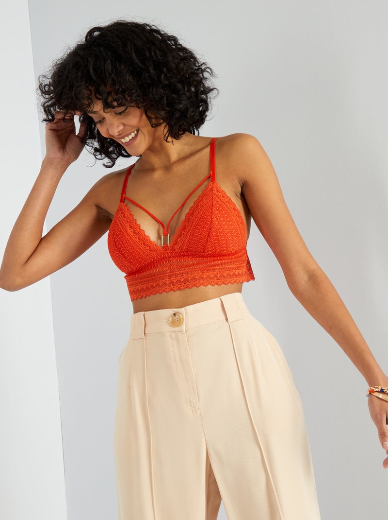 Soutien-gorge triangle dentelle orange - Kiabi