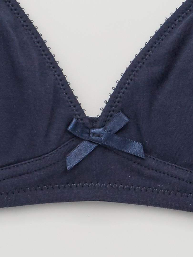 Soutien-gorge triangle en coton bleu marine - Kiabi