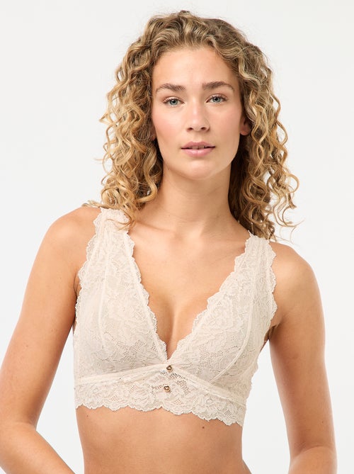 Soutien-gorge triangle en dentelle avec fils dorés - Kiabi