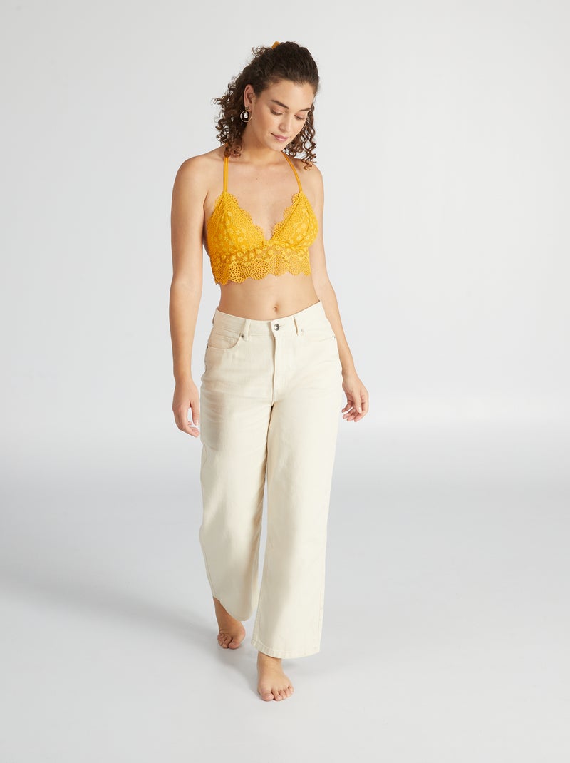 Soutien-gorge triangle en dentelle Jaune doré - Kiabi